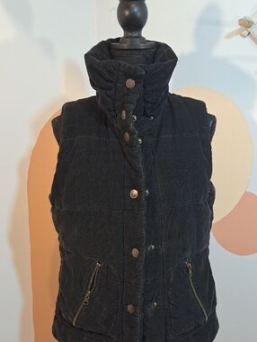 Atmosphere Black Quilted Corduroy Puffer Vest